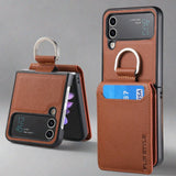 PU Leather Wallet Case For Samsung Z Flip 4/Z Flip 3 For Galaxy Z Flip4 / light brown PU Leather Wallet Case For Samsung Z Flip 4/Z Flip 3 Styleeo