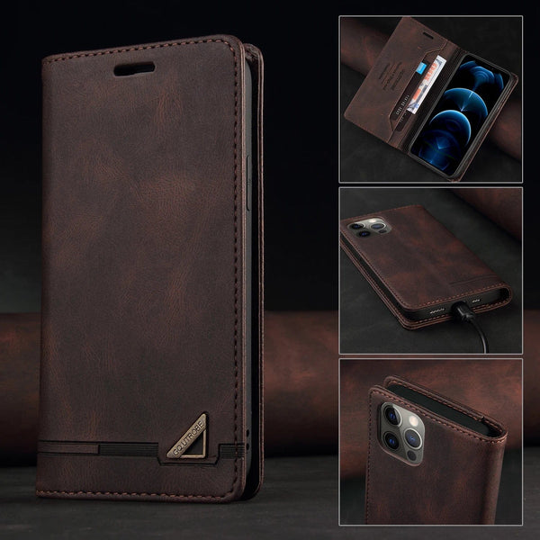 RFID Blocking iPhone Wallet Case | Luxury Leather Magnetic Cardholder