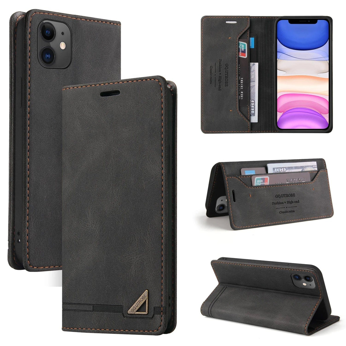 RFID Leather iPhone Magnetic Flip Cover Wallet Case