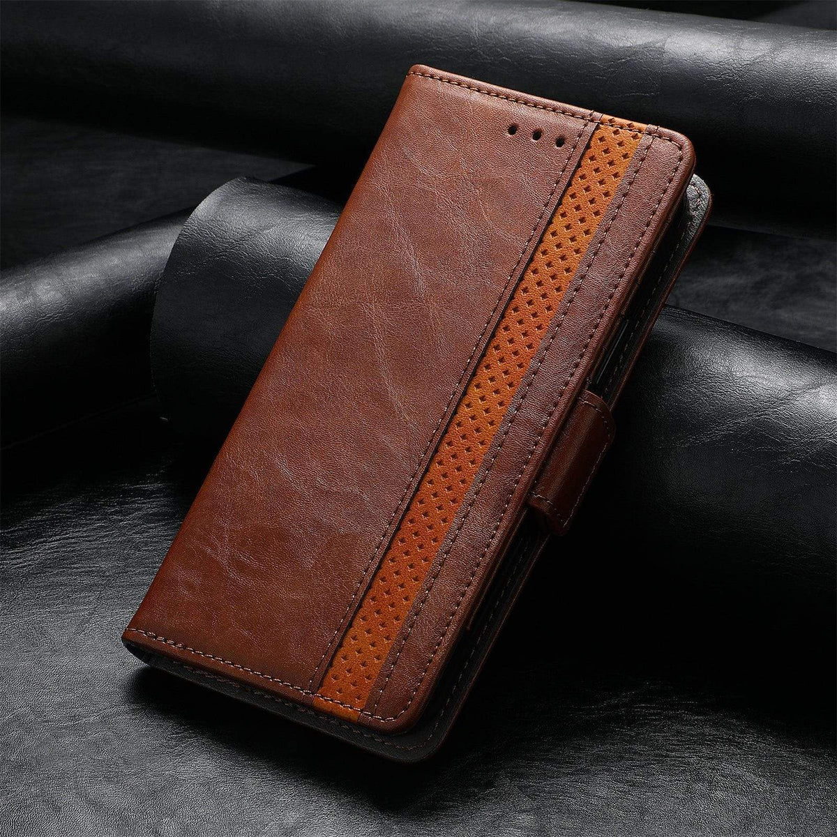 RFID Leather Samsung Z Fold 3 Wallet Case for Galaxy Z Fold 3 / Brown Samsung Z Fold 3 wallet case Styleeo