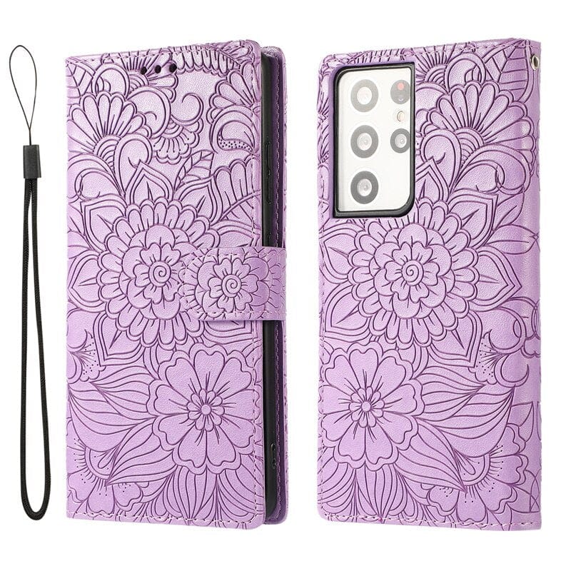 3D Floral Wallet Case For Samsung Galaxy S22/S21/S20/ Note 20 Series Styleeo