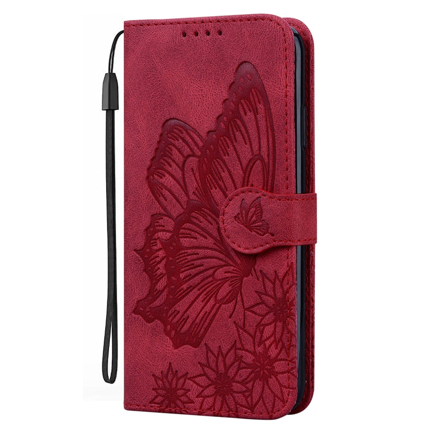 Samsung Galaxy A Series Butterfly Leather Wallet Case for Galaxy A71 4G / Red Butterfly Leather wallet case for Samsung Galaxy A Series Styleeo