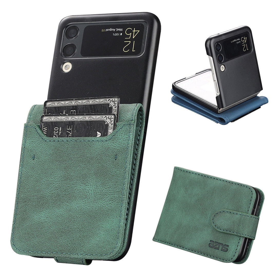 Samsung Galaxy Z Flip 3 5G Card Slot Leather Wallet Case Galaxy Z Flip3 5G / Green Samsung Z Flip 3 Wallet Case Styleeo