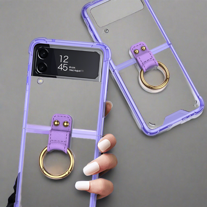 Clear Ring Case For Samsung Galaxy Z Flip 4 5G For Galaxy Z Flip 4 / Purple Clear Ring Case For Samsung Galaxy Z Flip 4 Styleeo
