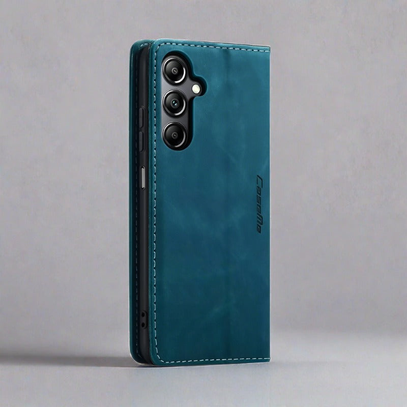 Samsung S22 Phone Case | Luxury Magnetic Leather Wallet Cardholder-blue-Styleeo