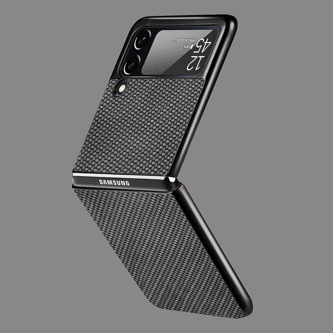 Carbon Fiber Slim Case for Samsung Galaxy Z Flip 3/4 5G for Galaxy Z Flip 3 / Black Slim Case for Samsung Galaxy Z Flip 3/4 5G Styleeo