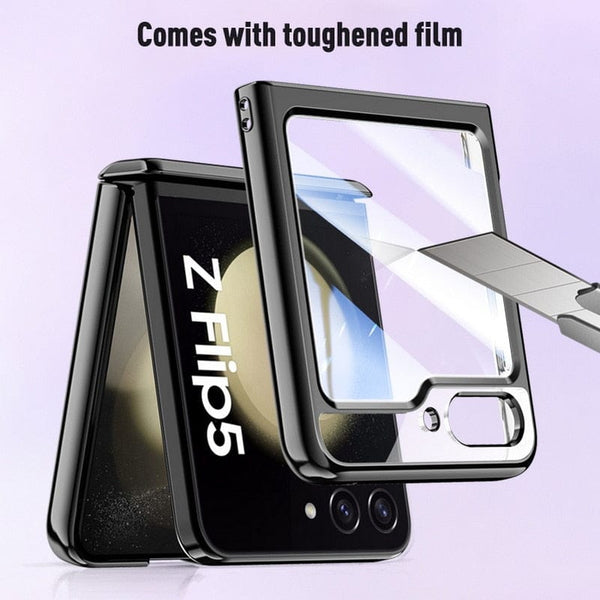 Samsung Z Flip 5 Case With Tempered Glass And Hinge Protection Samsung Z Flip 5 Case With Tempered Glass And Hinge Protection Styleeo