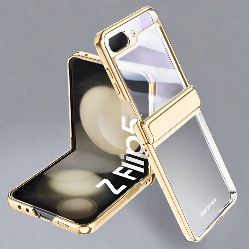 Samsung Z Flip 5 Case With Tempered Glass And Hinge Protection For Z Flip 5 / Gold Styleeo