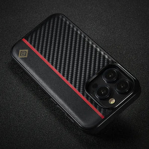 Shockproof Carbon Fiber Leather iPhone 15 Case Styleeo