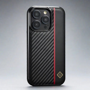 Shockproof Carbon Fiber Leather iPhone 15 Case Styleeo