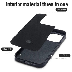 Shockproof Carbon Fiber Leather iPhone 15 Case Styleeo