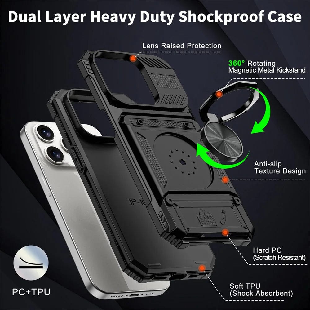 Shockproof iPhone Magnetic Ring Cardholder Case