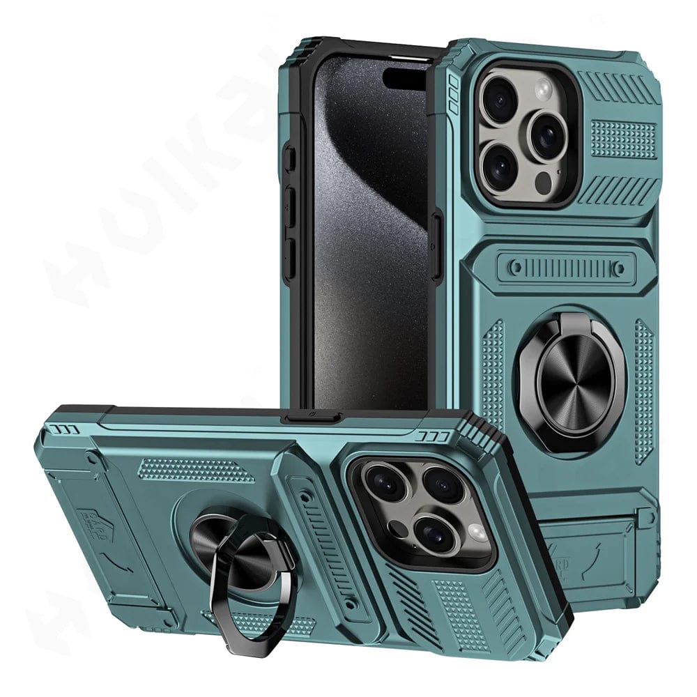 Shockproof iPhone Cardholder Case With Magnetic Ring Holder