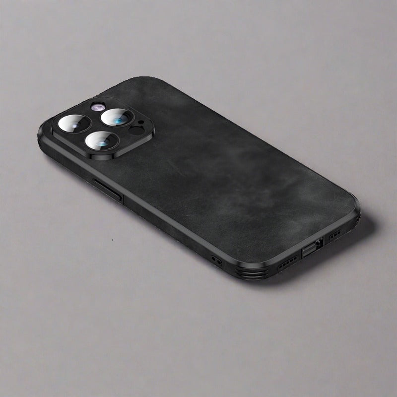 Shockproof Leather Case For iPhone 14/13/12 For iPhone14 Pro Max / Black Sheepskin cases for iPhone 14/13/12 Styleeo