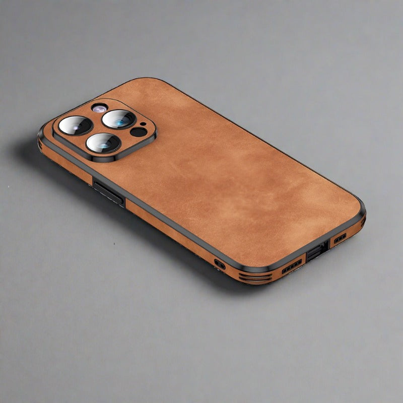 Shockproof Leather Case For iPhone 14/13/12 For iPhone14 Pro Max / Brown Sheepskin cases for iPhone 14/13/12 Styleeo