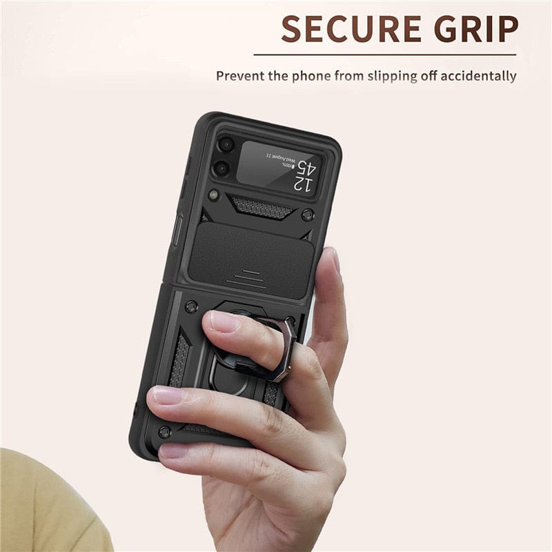 Shockproof Case For Samsung Galaxy Z Flip 4/Flip 3 5G | Metal Ring Bracket Samsung z Flip4/Flip3 Shockproof Ring Case Styleeo