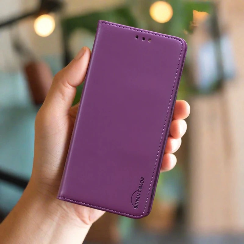 iPhone leather wallet case-purple-styleeo