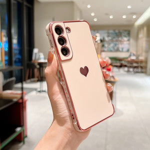 Luxury Plating Case For Samsung Galaxy S23/S23Plus/S23Ultra For Samsung S23 / Pink platiang heart case for samsung s23 Styleeo