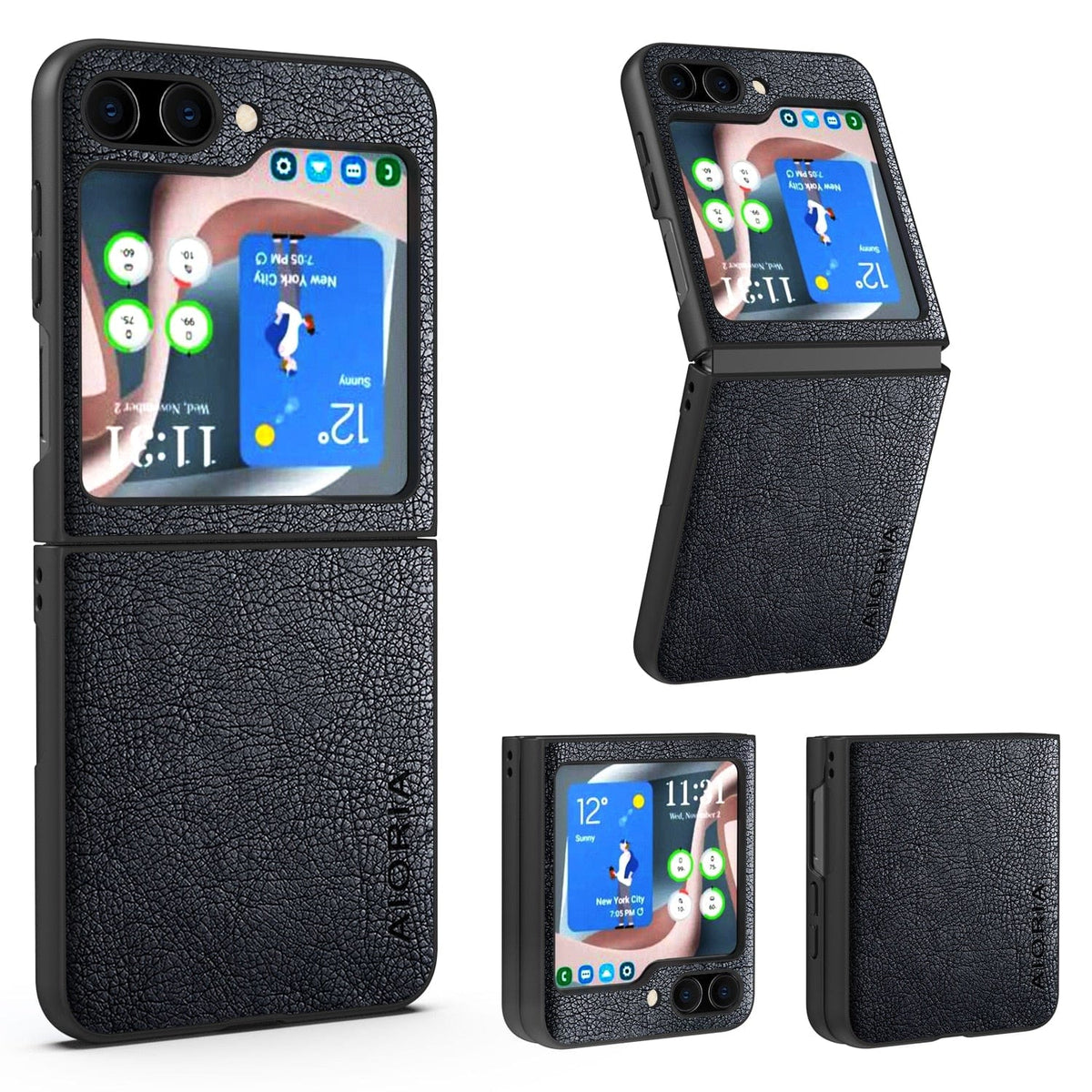 Vintage Leather Case For Samsung Galaxy Z Flip 5 Z Flip 5 / Black Styleeo