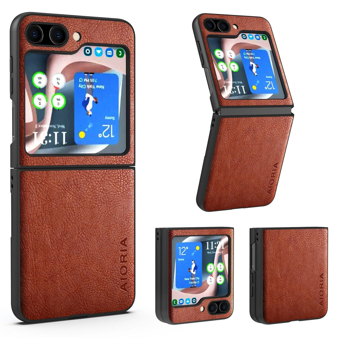 Vintage Leather Case For Samsung Galaxy Z Flip 5 Z Flip 5 / Brown Styleeo