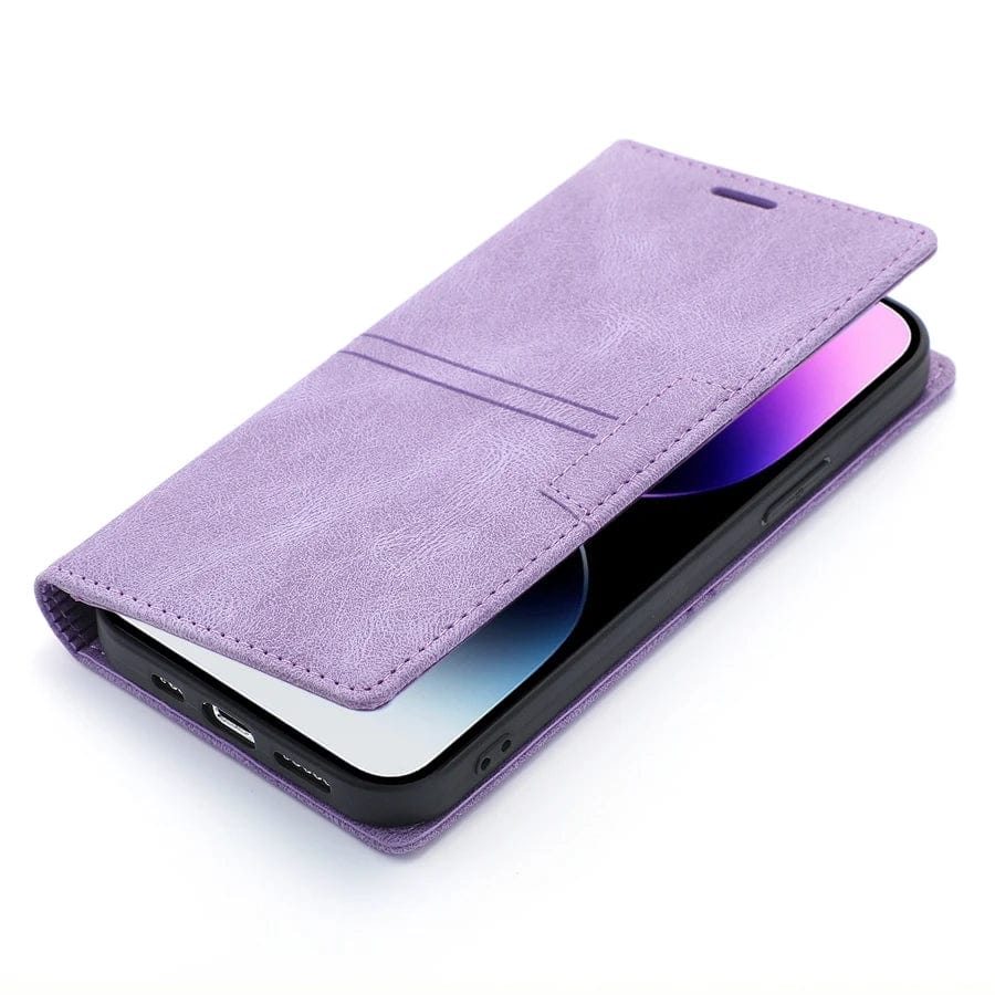 Suede Leather iPhone Magnetic Flip Cover Cardholder Wallet Case