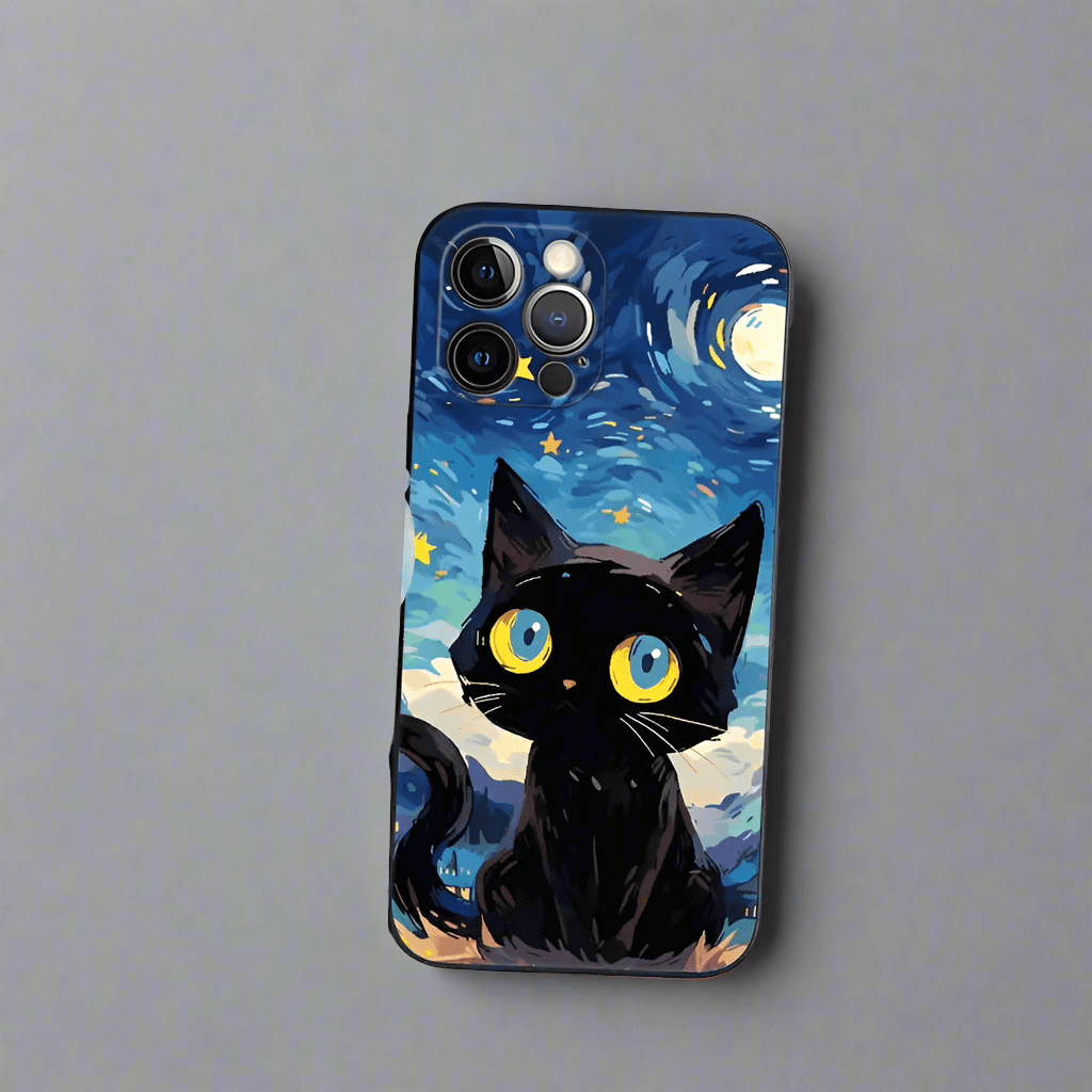 Van Gogh Cat Starry Sky Shockproof iPhone Case