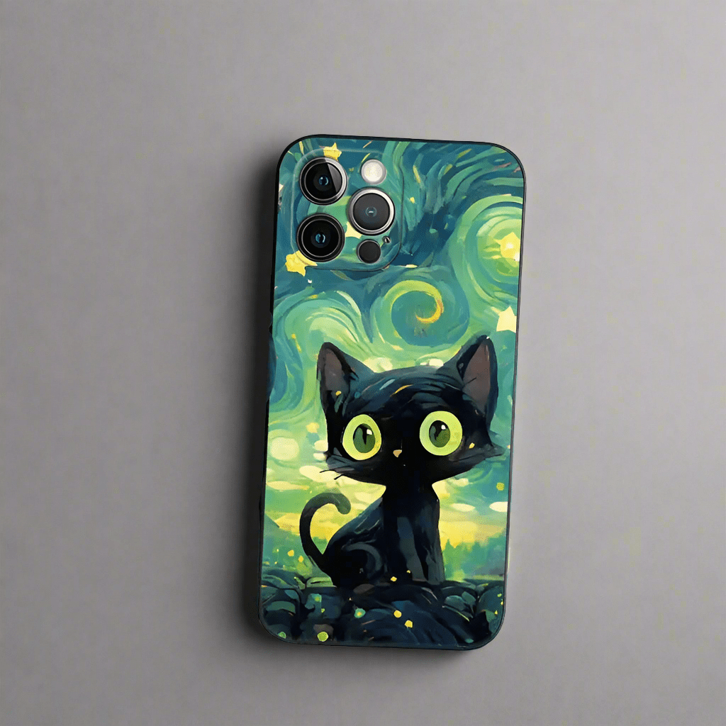 Van Gogh Cat Starry Sky Shockproof iPhone Case