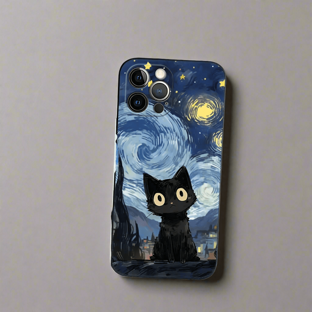 Van Gogh Cat Starry Sky Shockproof iPhone Case