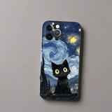 Van Gogh Cat Starry Sky Shockproof iPhone Case