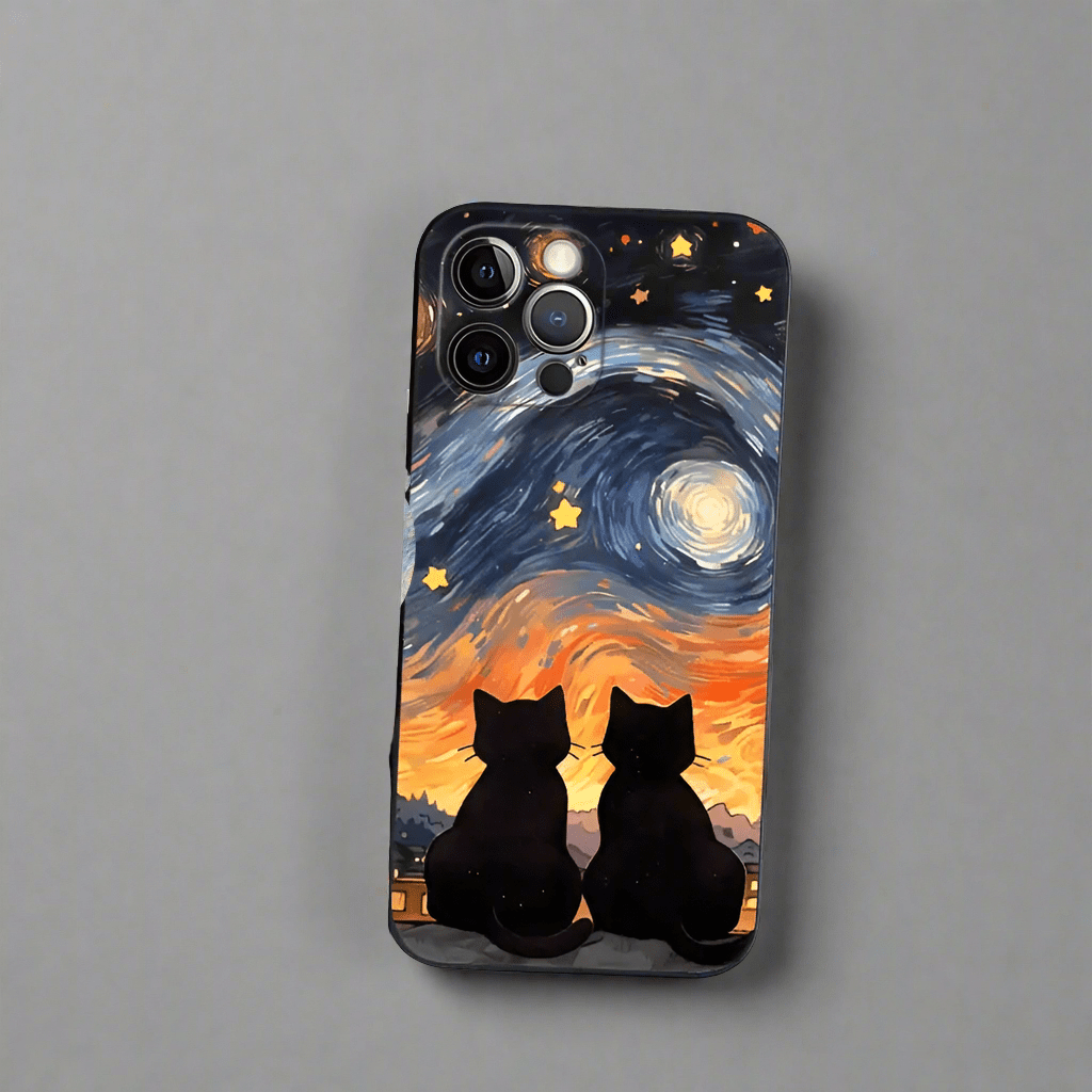 Van Gogh Cat Starry Sky Shockproof iPhone Case