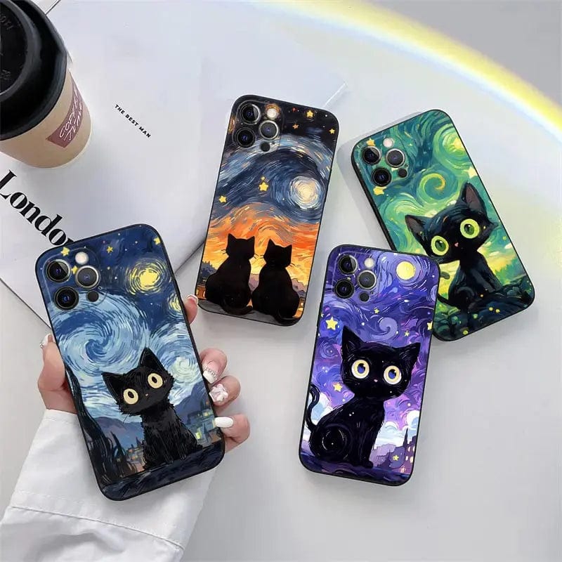 Van Gogh Cat Starry Sky Shockproof iPhone Case