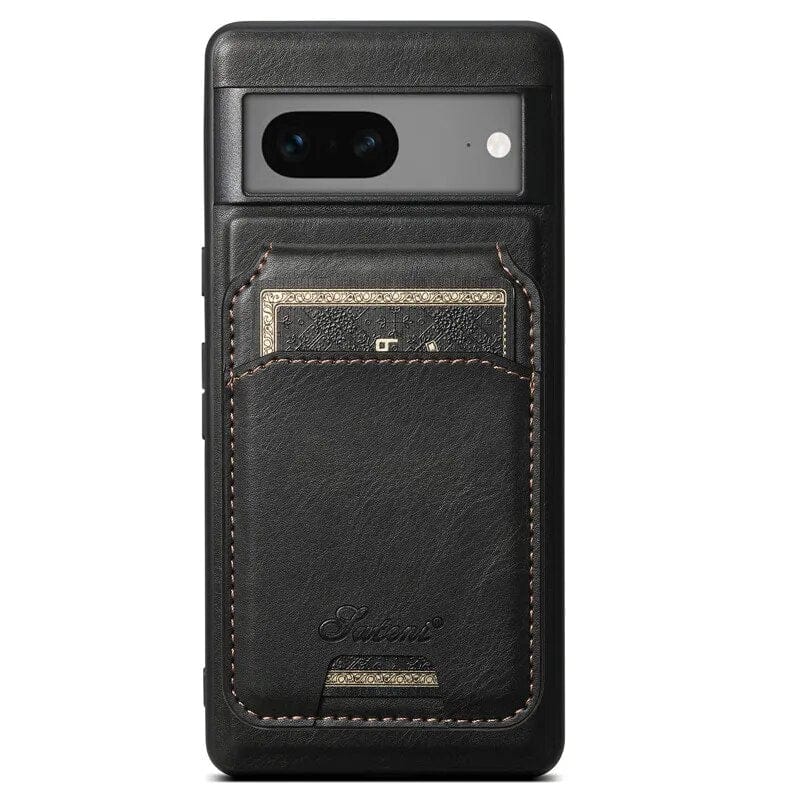 Wireless Charging Google Pixel 8 Case | Leather Cardholder Pouch Wallet Black / Pixel 8 Styleeo