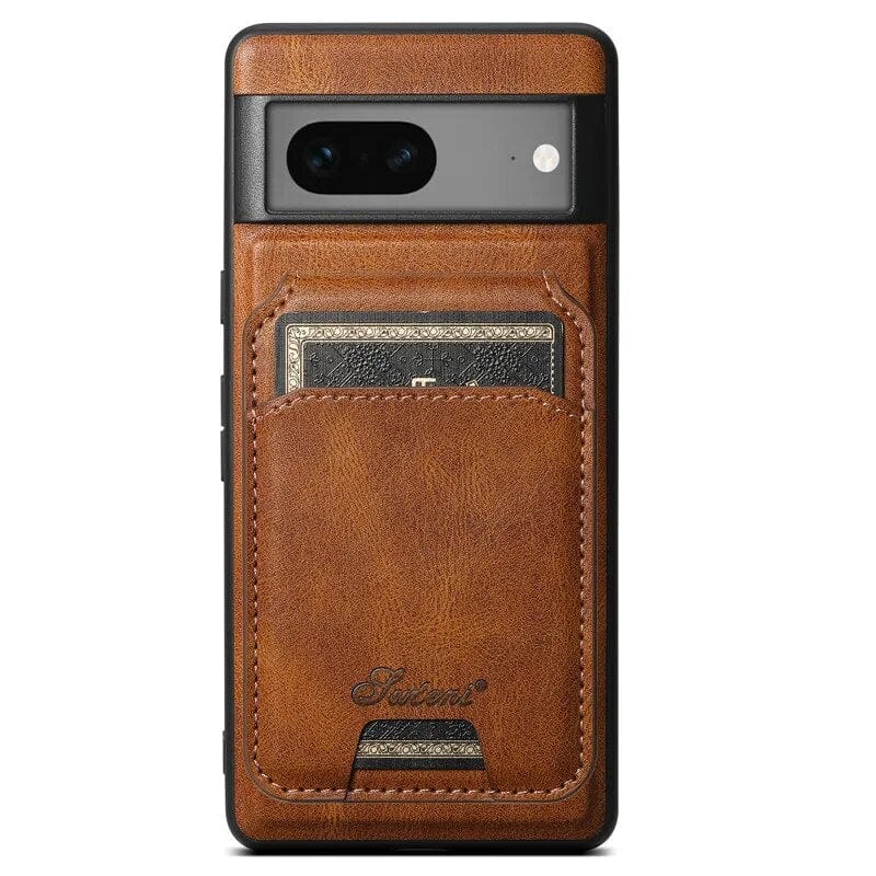 Wireless Charging Google Pixel 8 Case | Leather Cardholder Pouch Wallet Brown / Pixel 8 Styleeo