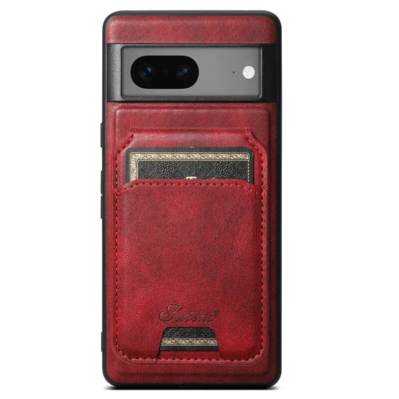 Wireless Charging Google Pixel 8 Case | Leather Cardholder Pouch Wallet Red / Pixel 8 Styleeo
