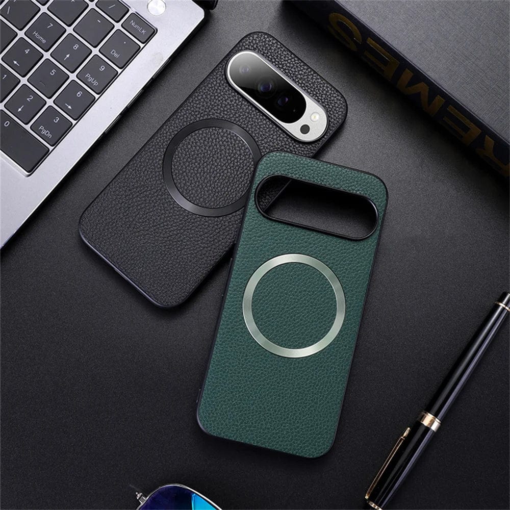 Wireless Charging Google Pixel Litchi Pattern Leather Case