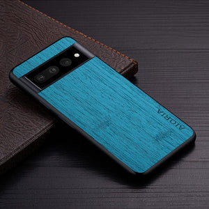 Wood Pattern Leather Case For Google Pixel 7/7Pro/7A Pixel 7 / Cyan Wood Pattern Leather Case For Google Pixel 7 Styleeo