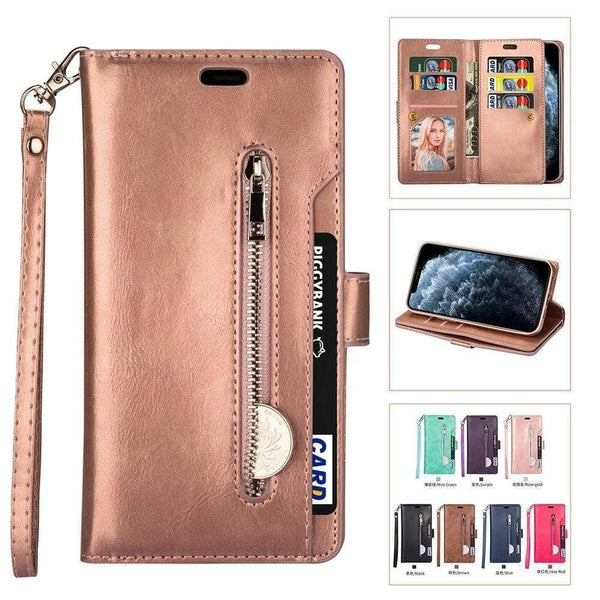 iPhone Leather Zipper Flip Cover Wallet Case Styleeo