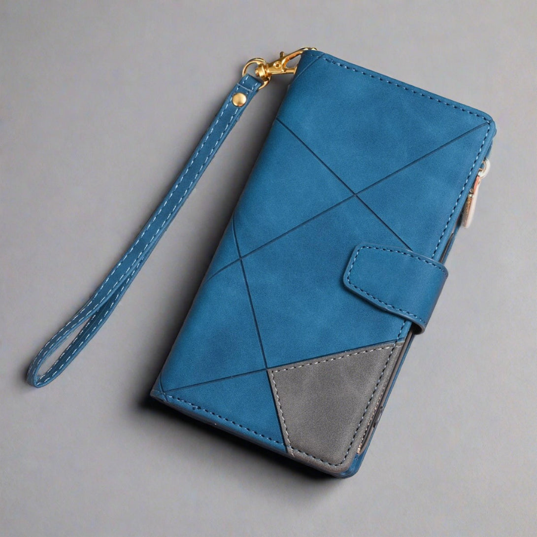 Zipper Flip Wallet Case For Samsung Galaxy Note 20/S10/S9/S8/S7 For Galaxy S10 / Blue Styleeo